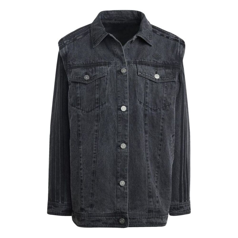 Adidas Womens/Ladies Originals 3 Stripes Denim Oversized Overshirt / Black
